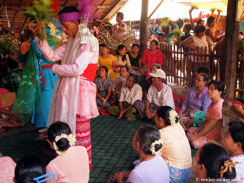 Shaman (Nat Kadaw) praying to Nat spirits, Nat Pwe in Taungbyone, Myanmar