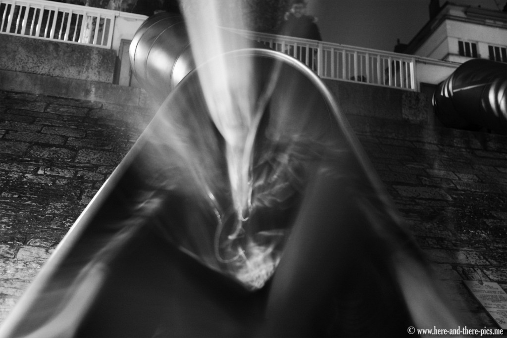 Toboggan next to Rhone river in Lyon, France