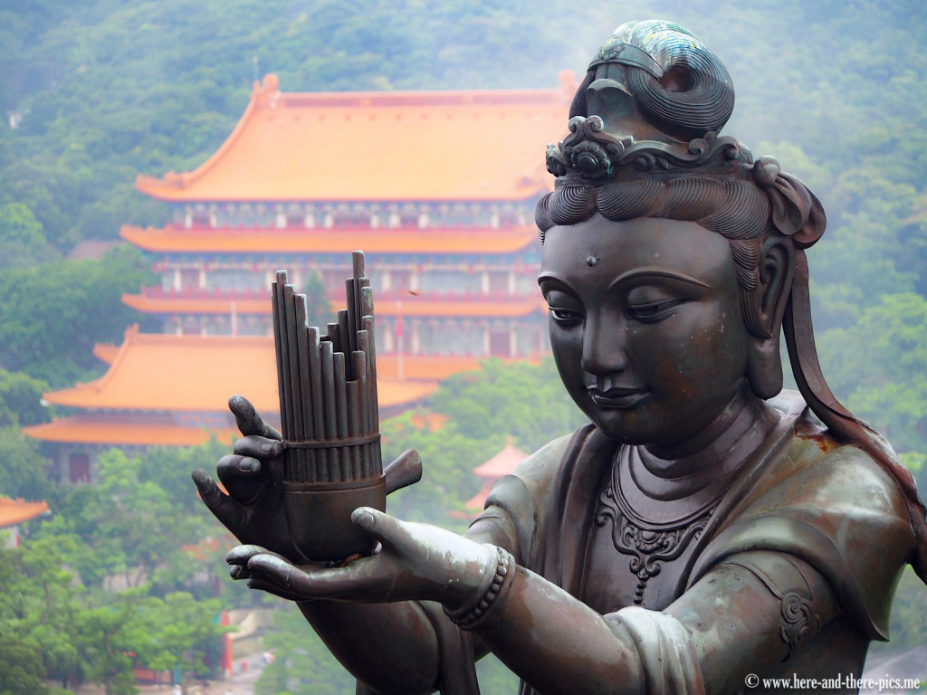 Po Lin monastery from the bronze Tian Tan Buddha